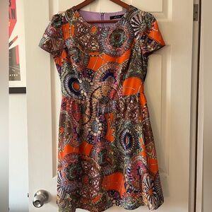 Vibrant Orange Print Dress